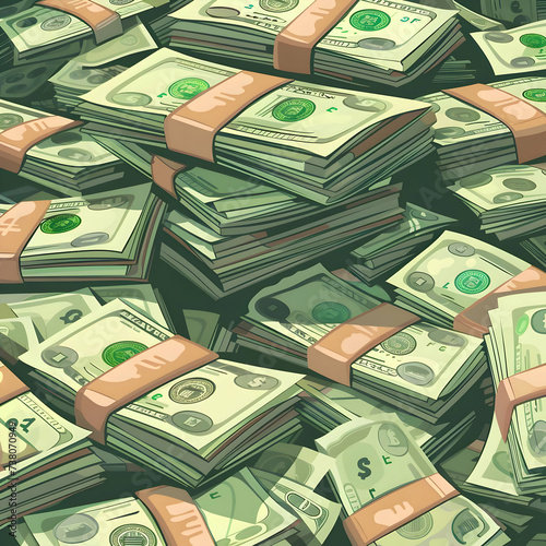 Flat illustration of green money background pattern. High-resolution