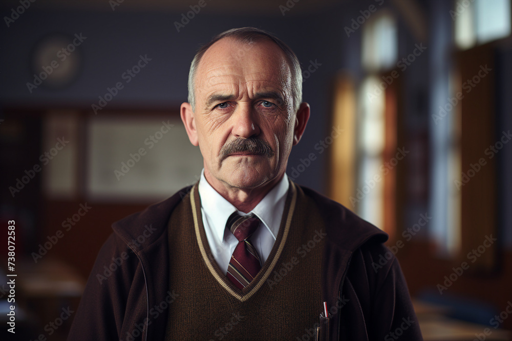 AI generated photo of smiling mature intelligent person working in university AI generated photo of smiling mature intelligent person working in university