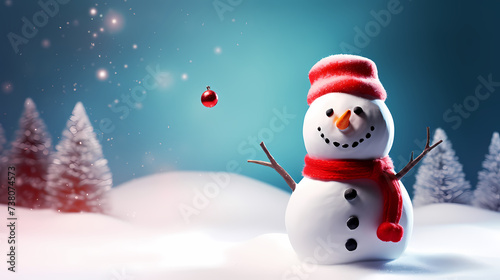 Sweet smile of Christmas snowman © jiejie
