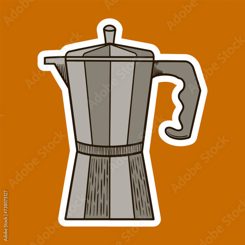 Moka Pot Hand Drawn Vector Illustration