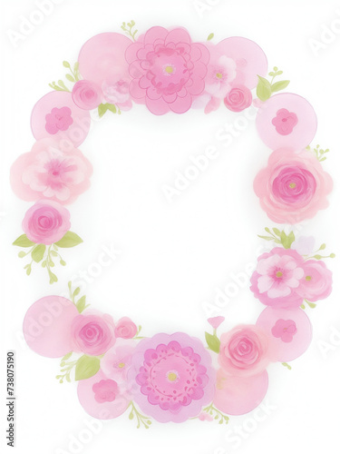 A photo of very beautiful colorful flower decorated elegant circle frame Generative AI