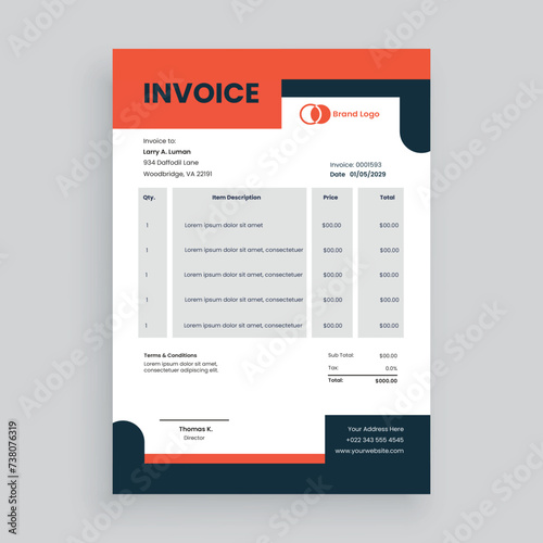 Creative and modern invoice template Vector design for your business