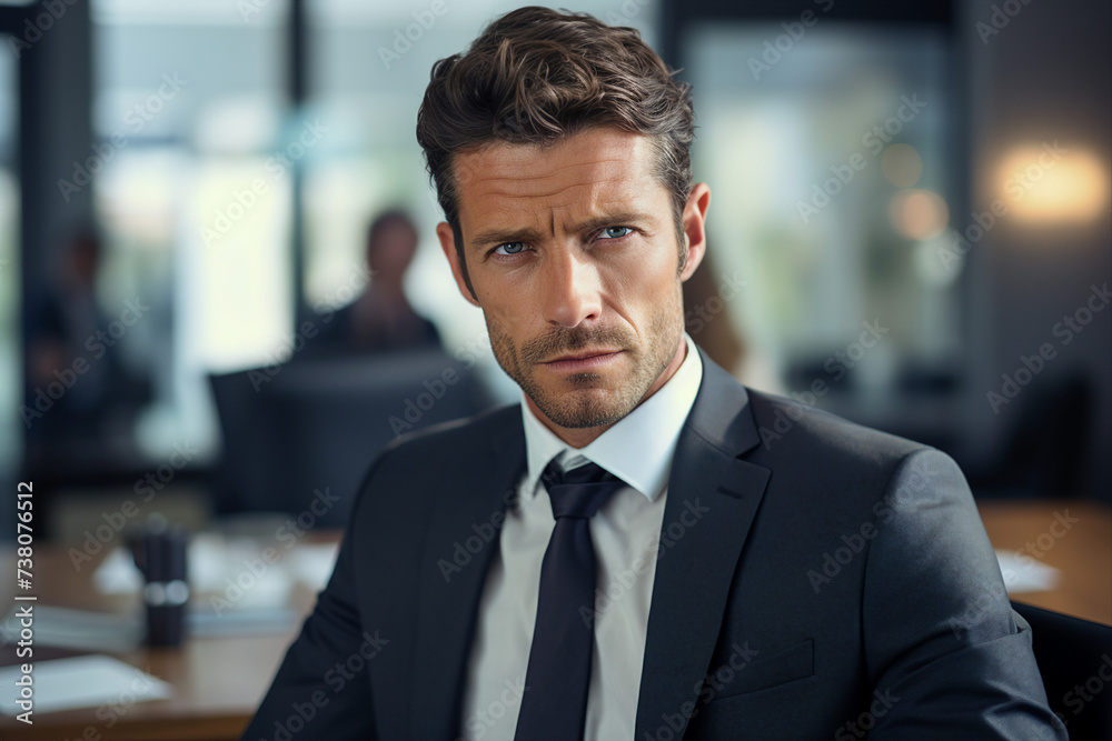 AI generated photo of successful business person leader isolated on office background AI generated photo of successful business person leader isolated on office background