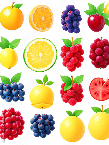 A photo of very beautiful colorful fruits set Generative AI