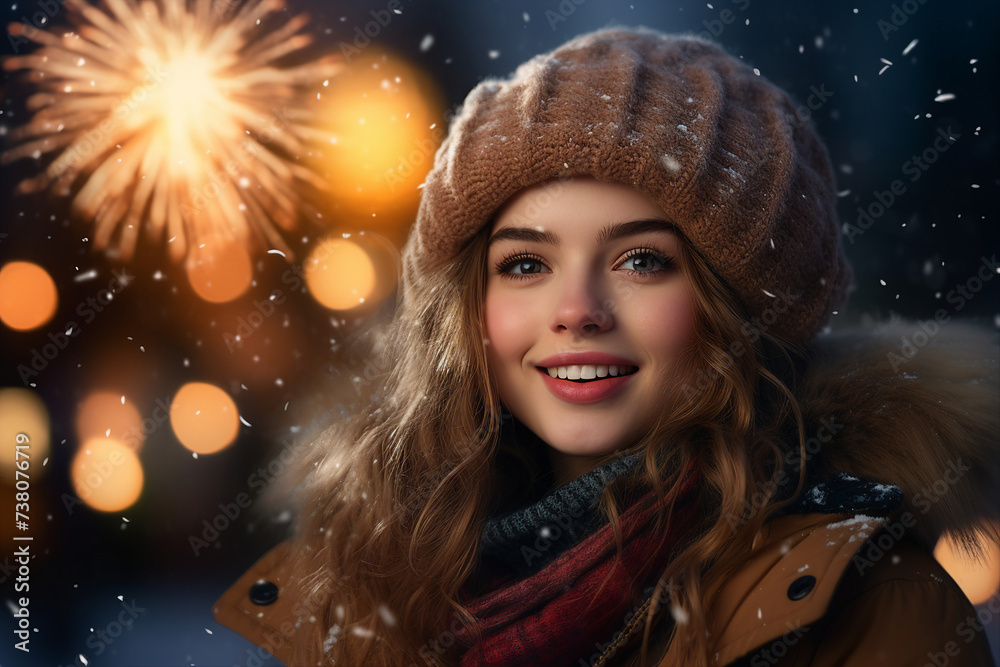 Fireworks show concept people watching admiring wonderful lights winter atmosphere Generative AI Fireworks show concept people watching admiring wonderful lights winter atmosphere Generative AI
