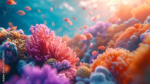 Close Up Colorful Coral Reef, beautiful sea coral, © jirayut