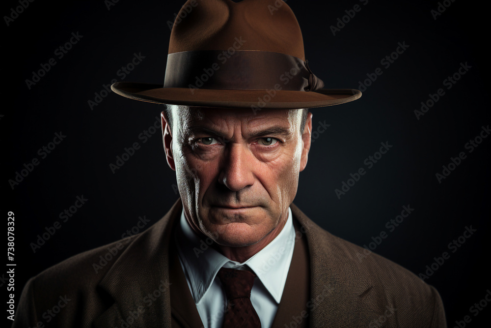 Old fashioned detective or mafia man woman in retro style hat Generative AI picture portrait Old fashioned detective or mafia man woman in retro style hat Generative AI picture portrait