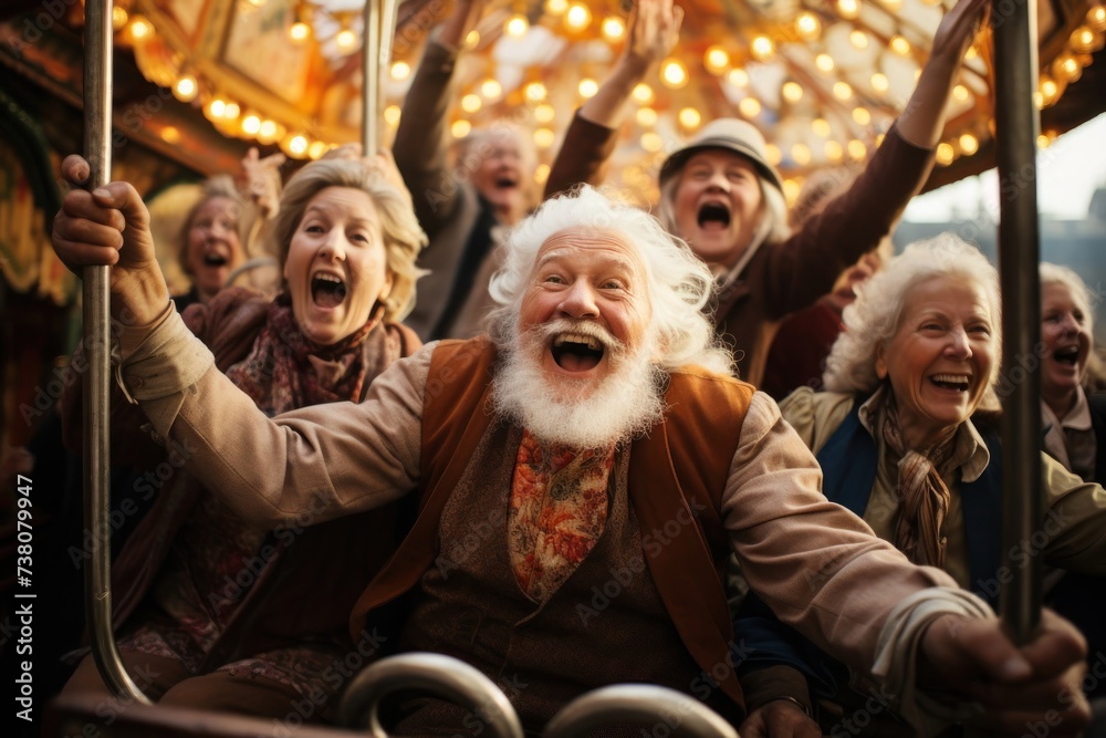 Group of People Riding on a Merry Go Round Generative AI Group of People Riding on a Merry Go Round Generative AI