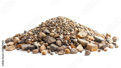 Assorted Pebble and Gravel Pile on Transparent Background for Construction and Landscaping