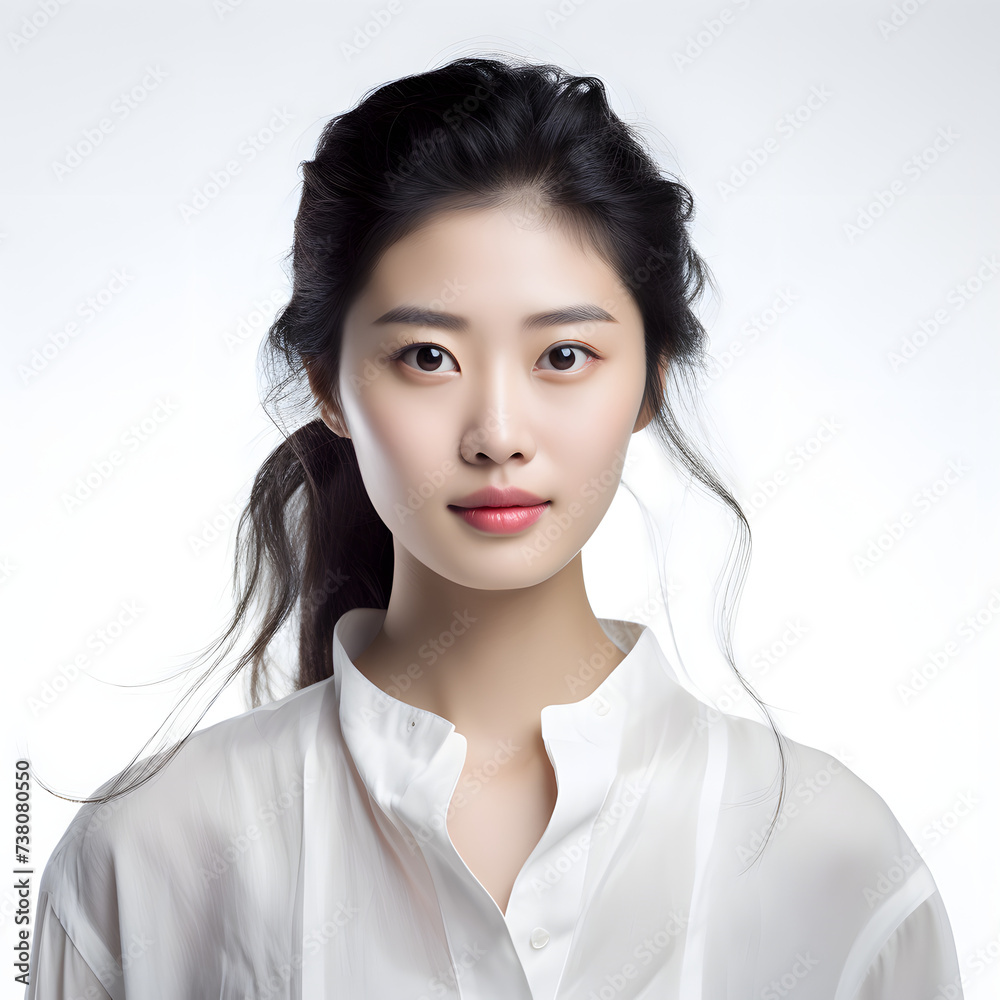 Chinese beautiful young teacher, white background. Chinese beautiful young teacher, white background.