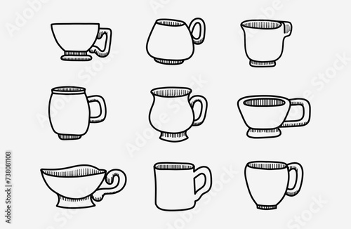 A set of cups.  Vector image