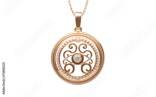 Gold Pendant With Brilliant Diamond on a Gold. A stunning gold pendant with a dazzling diamond at its center, illuminating the gold background with its radiance.