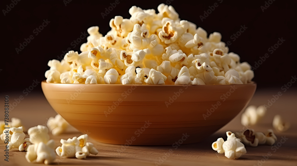 Popcorn with blurred background, cinema popcorn Popcorn with blurred background, cinema popcorn