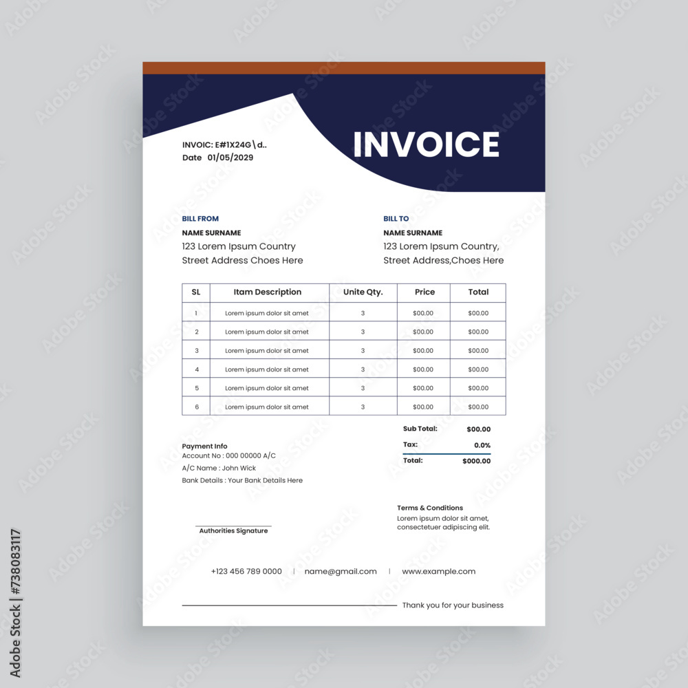 Creative and modern invoice template Vector design for your business