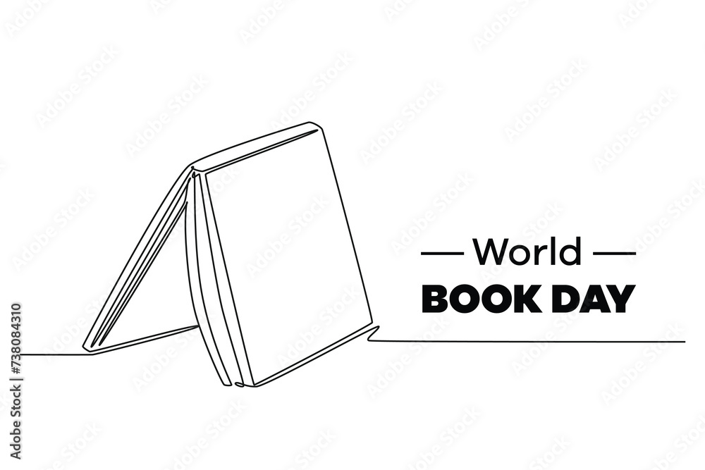 One continuous line drawing of world book day concept. Doodle vector illustration in simple linear style. One continuous line drawing of world book day concept. Doodle vector illustration in simple linear style.
