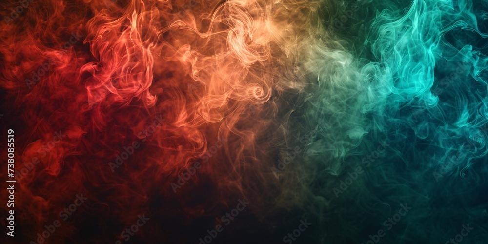 Vibrant smoke on dark backdrop with abstract hues of red, green, and brown. Vibrant smoke on dark backdrop with abstract hues of red, green, and brown.