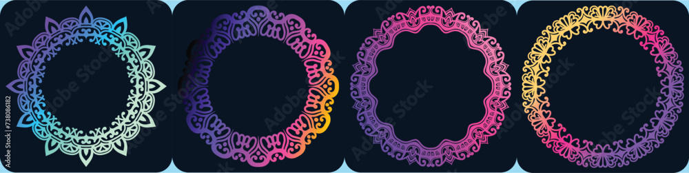 abstract mandala frame, circle art design, floral mandala circle elements. 