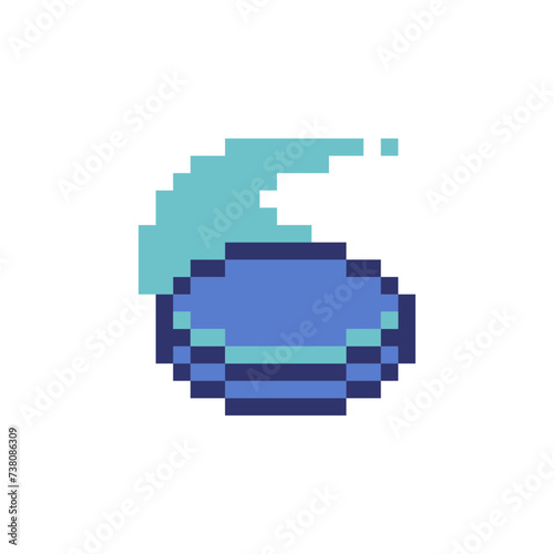 Flying disc emoji, pixel art vector illustration, design for logo, sticker, mobile app. Game assets 8-bit sprite.