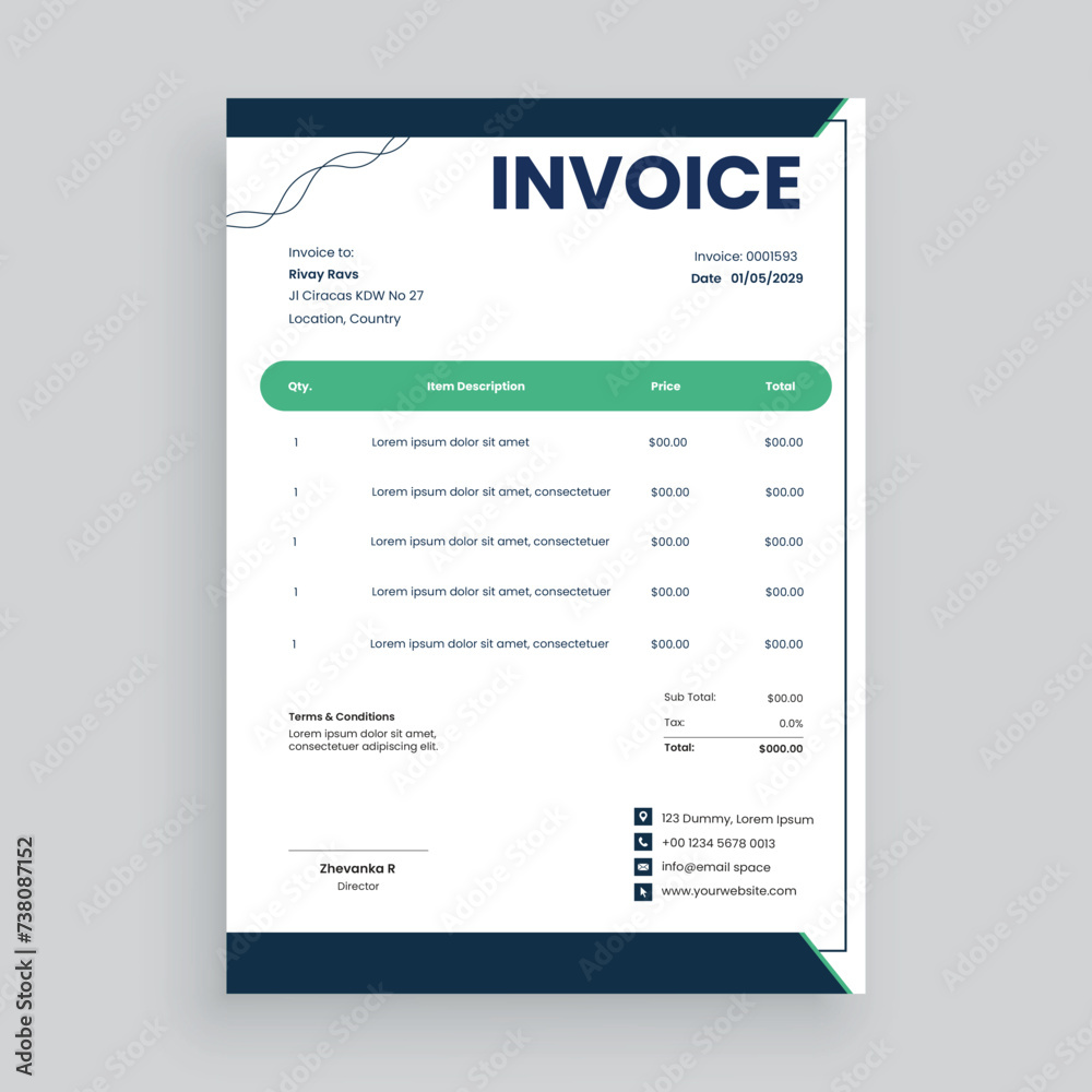 Creative and modern invoice template Vector design for your business Creative and modern invoice template Vector design for your business