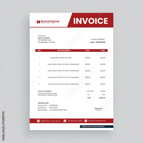 Creative and modern invoice template Vector design for your business