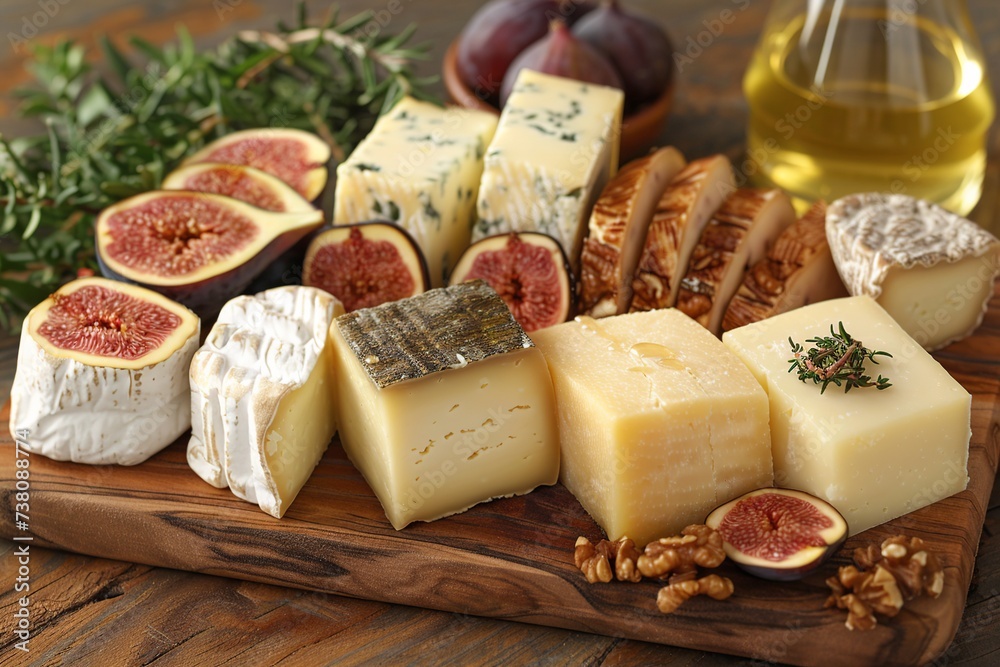 Portuguese Cheese Selection on Rustic Board

