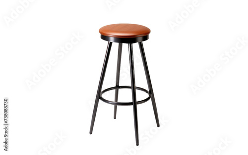 Black and Brown Stool With Wooden Seat. A black and brown stool with a sturdy wooden seat Isolated on a Transparent Background PNG.