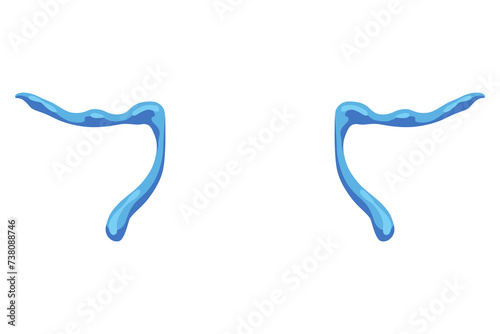 Cartoon tear drops icon. Sorrow cry streams, tear blob. Crying fluid, falling blue water drops. Isolated vector for sorrowful character weeping expression. Wet grief droplets