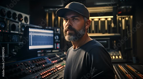sound engineer, utilizing vibrant colors to illustrate their dedication and precision in the world of sound technology