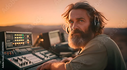sound engineer in a dynamic studio environment