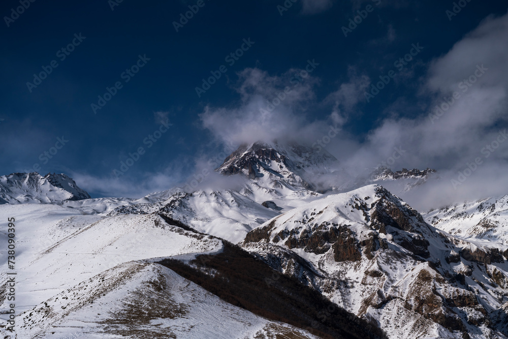 The Khachbegi Mountains, located in the city of Kachbegi. It is a long, complicated mountain range.