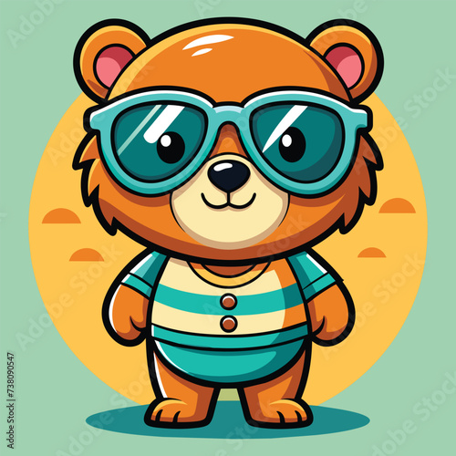 Stylish Cute Bear with Hip Hop style wearing sunglass and beautiful cloths vector file for t-shirt, stickers, design, love and more