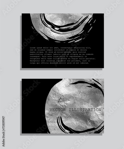 Silver foil abstract grunge banner. Texture, silver foil effect background vector illustration.
