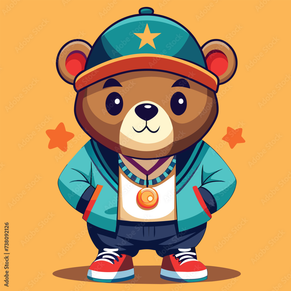 Stylish Cute Bear with Hip Hop style wearing sunglass and beautiful cloths vector file for t-shirt, stickers, design, love and more Stylish Cute Bear with Hip Hop style wearing sunglass and beautiful cloths vector file for t-shirt, stickers, design, love and more