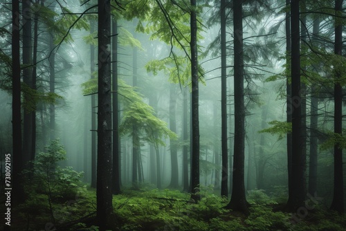 the serene beauty of a misty forest