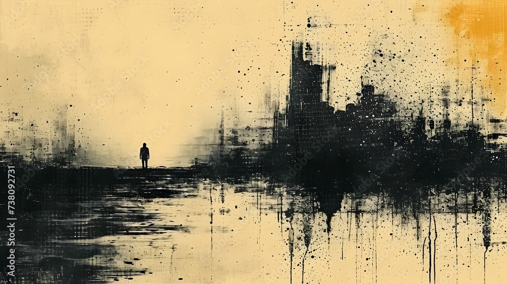 sunset in the city, illustration sunset in the city, illustration