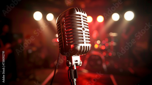 microphone on stage in a live performance - live music show concept