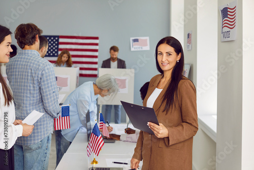 фотографія Portrait of American female poll worker