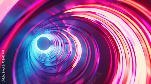 abstract background with neon lights. Circular tunnel © Alexander Kurilchik