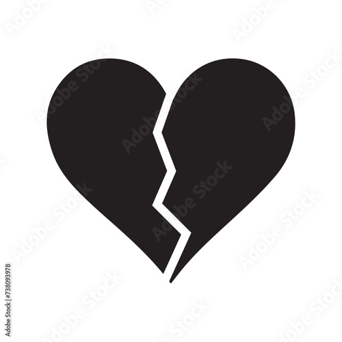 Broken heart icon. Isolated vector design.