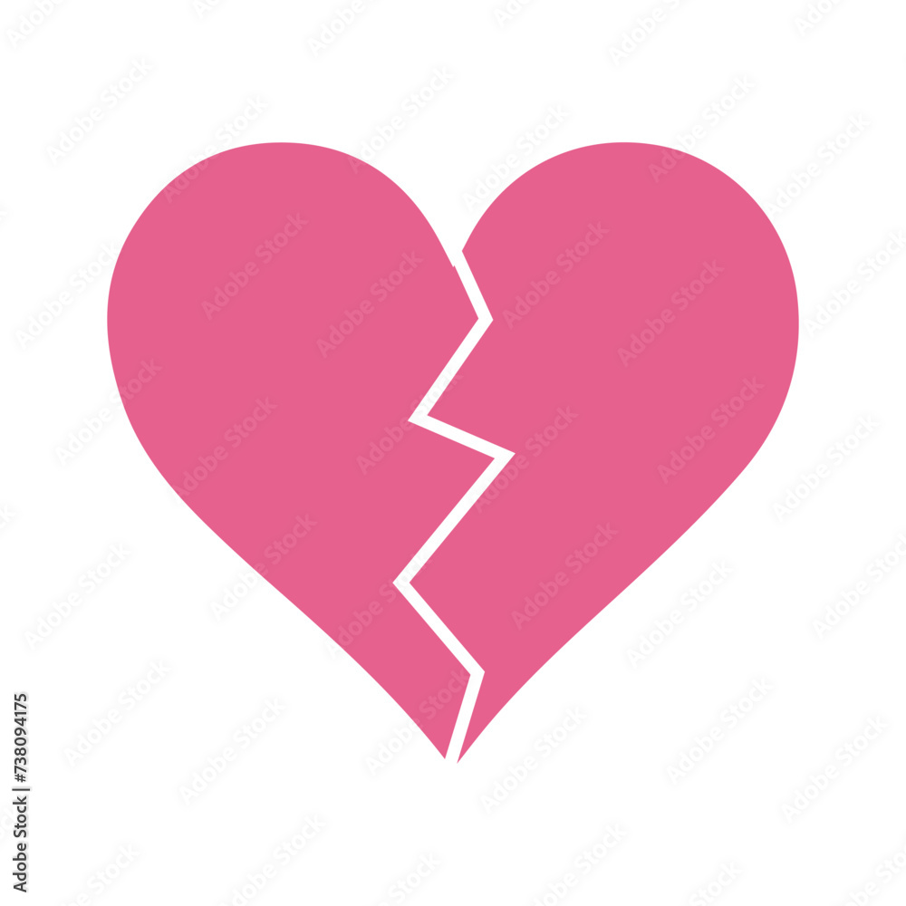 Heartbreak / broken heart or divorce flat icon for apps with white artboard. Heartbreak / broken heart or divorce flat icon for apps with white artboard.