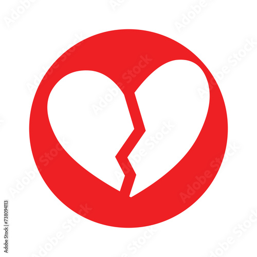 Broken Heart vector icon. Black broken heart isolated with white artboard.