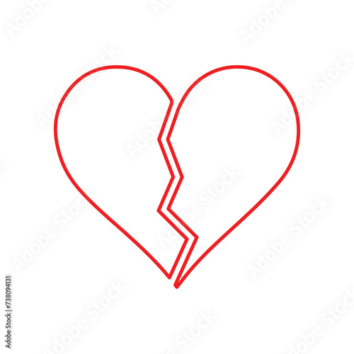 Broken Heart vector icon. Black broken heart isolated with white artboard.