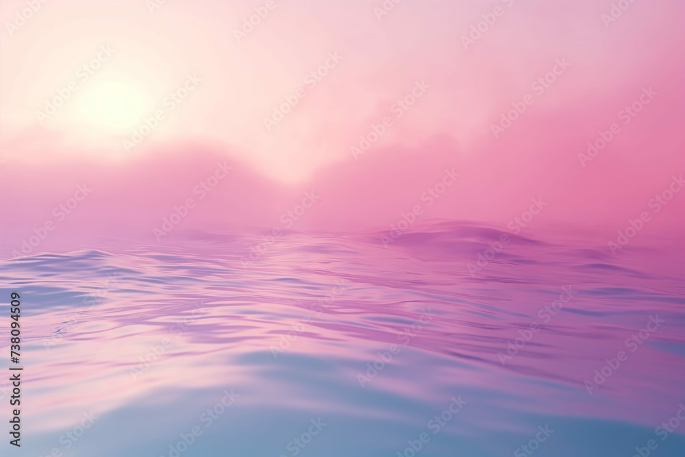 Foggy Water Surface in Early Morning Light with Pink Overtones