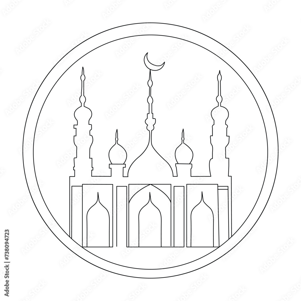 Ramadan Related single line art. Outline Symbol Vector Illustration. Ramadan Related single line art. Outline Symbol Vector Illustration.