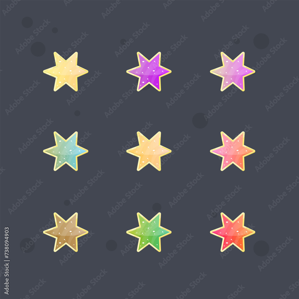 Different Colors Set Star Six Pointed Magic Glossy Icon Vector Isolated Different Colors Set Star Six Pointed Magic Glossy Icon Vector Isolated