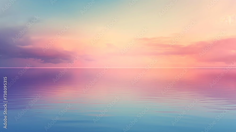 Serene Sea Horizon, Placid Calm Water Sunrise on the Ocean with Colorful Sky