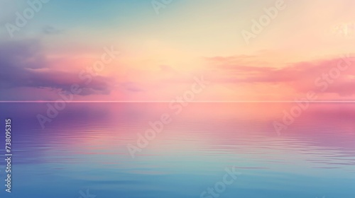 Serene Sea Horizon, Placid Calm Water Sunrise on the Ocean with Colorful Sky