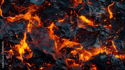Coals burning in a forge, close-up. Conceptual image