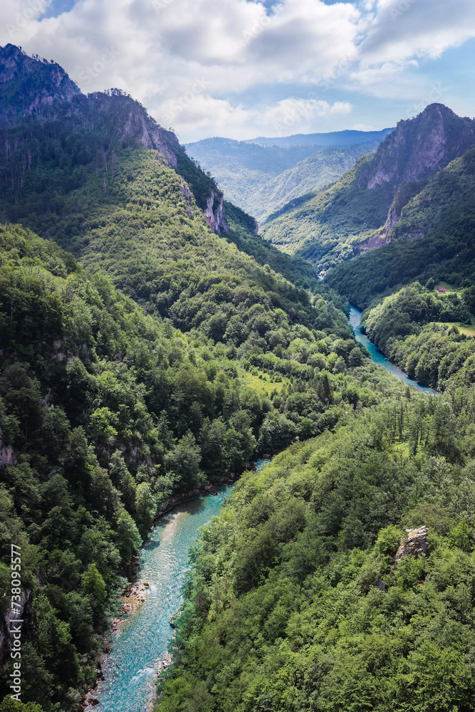 Obraz premium Tara River Canyon - Montenegro, landscape, rafting kayaking, extreme water sports, holiday activities