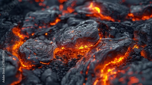 Burning lava. Burning lava on the background of the volcano.